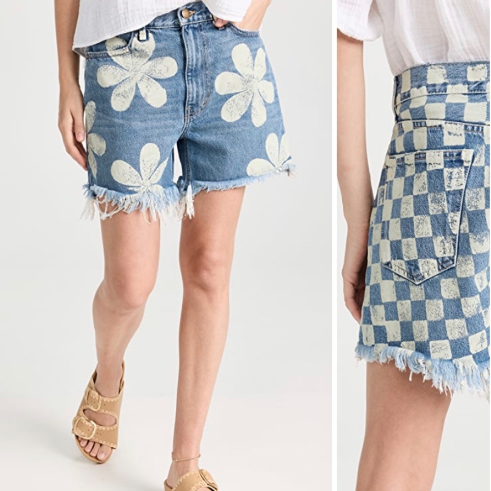 NWT The Great Easy cutoff short Daisy and Check combo